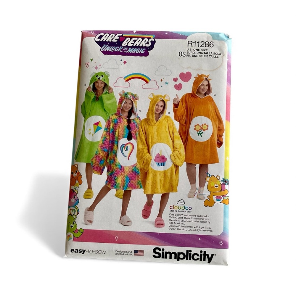 Simplicity CARE BEARS Sewing Pattern 11286 Teen Adult Wearable Blanket Robe Sew